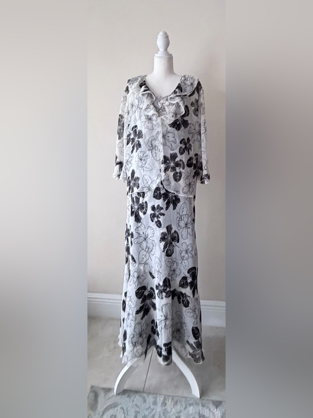 Dana Kay 2-Piece Tropical Floral Dress & RuffleSet - Size 12 (Fits Small) - Picture 5 of 9